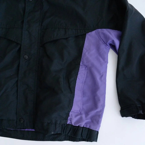 Vintage 90s Whitefish Bay Black And Purple Zip Up Windbreaker With Hidden Hood S - Picture 5 of 13